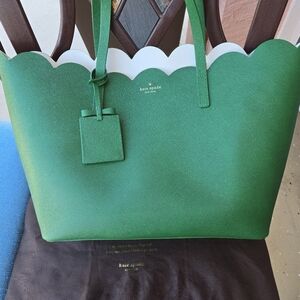 Kate Spade Emerald Green Scalloped Tote